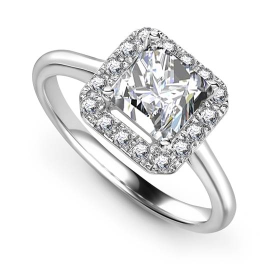 1.40ct SI2/E Elegant Princess Diamond Single Halo Ring