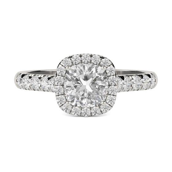 1.31ct VS1/F Single Halo Cushion Diamond Ring