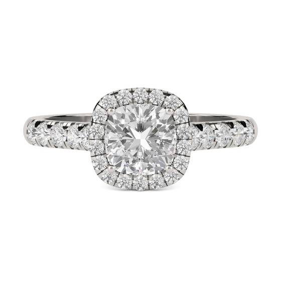 0.65ct VS2/F Single Halo Cushion Diamond Ring