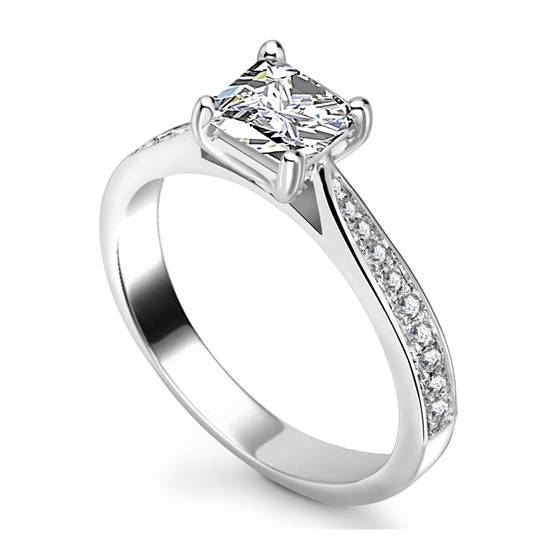 1.30ct SI2/G Princess Diamond Shoulder Set Ring