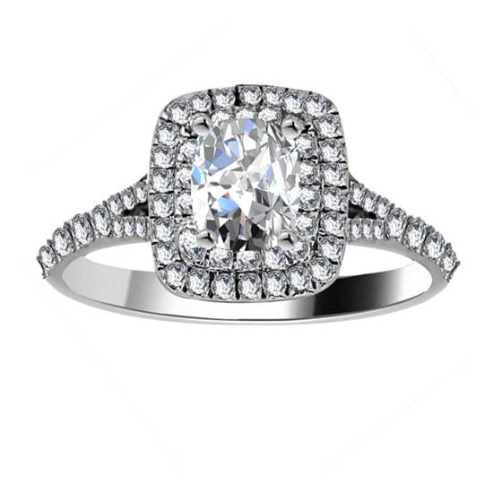 1.53ct SI1/G Cushion Diamond Halo Ring