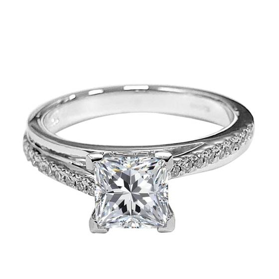 1.25ct SI2/H Princess Shoulder Set Engagement Ring