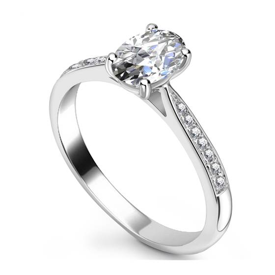 1.30ct I1/G Elegant Oval Diamond Milgrain Shoulder Set Ring