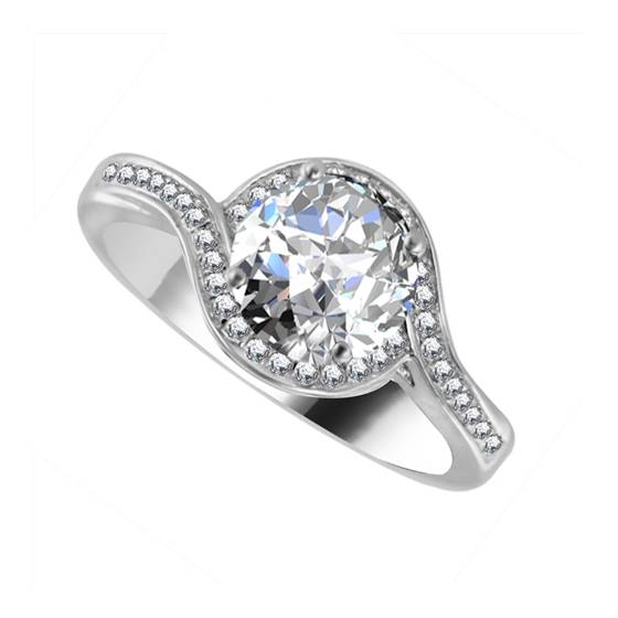 1.30ct SI2/F Round Diamond Halo Ring