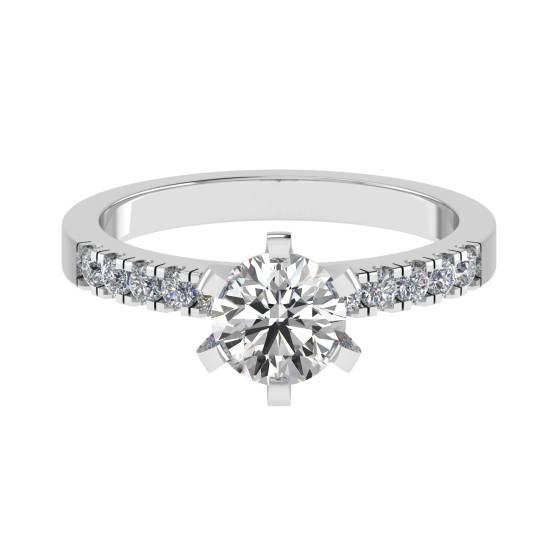 0.65ct SI2/F Round Diamond Shoulder Set Ring