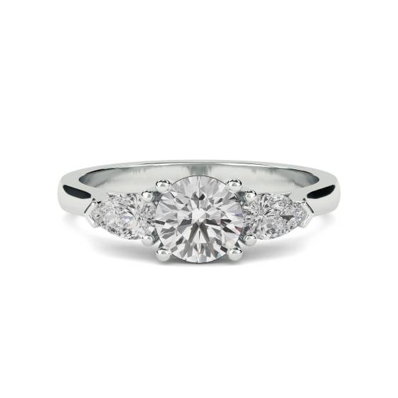 1.00ct SI2/G Round Diamond Trilogy Ring