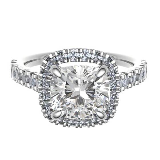 1.40ct SI1/H Cushion Diamond Halo Engagement Ring