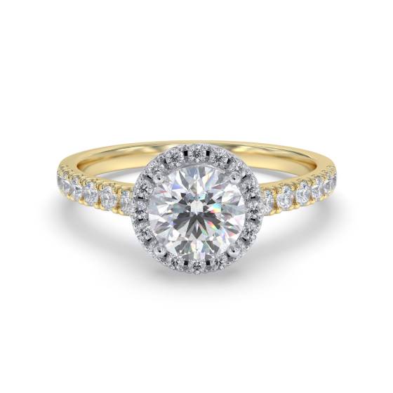 1.00ct SI2/F Round Diamond Single Halo Shoulder Set Ring