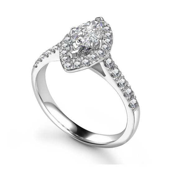 1.85ct I1/G Marquise Diamond Halo Ring