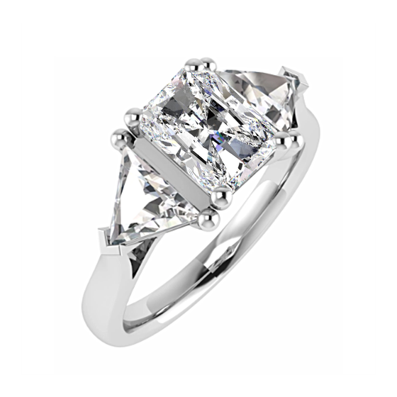 1.00ct SI1/F Elegant Radiant and Trillian Diamond Trilogy Ring