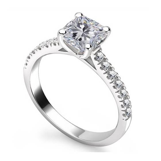 1.52ct VS2/I Princess Diamond Shoulder Set Engagement Ring