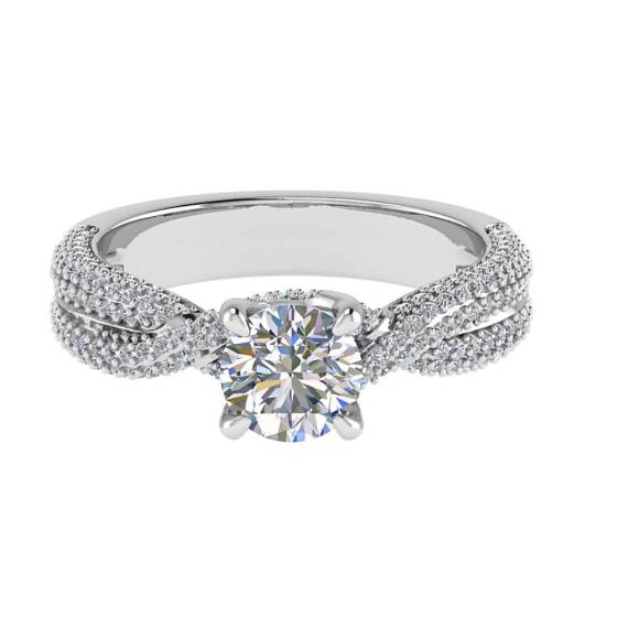 0.85ct SI1/F Round cut Diamonds Shoulder Set Engagement Ring
