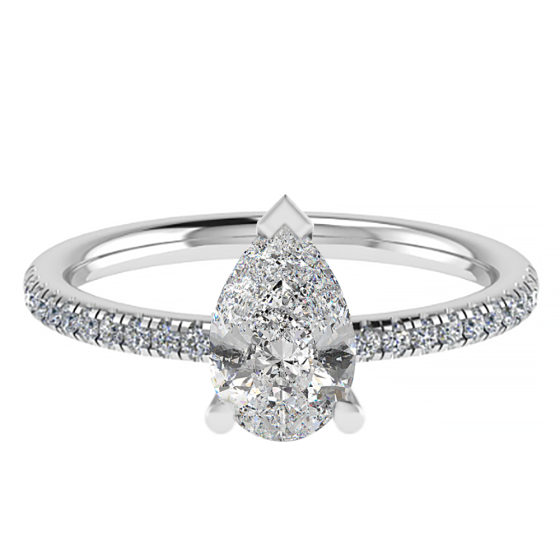 1.50ct I1/G Pear Diamond Shoulder Set Ring