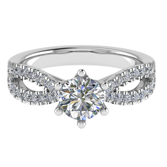 1.30ct SI1/F Round Shoulder Set Ring