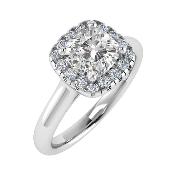 1.00ct VVS1/E Cushion Diamond Halo Ring