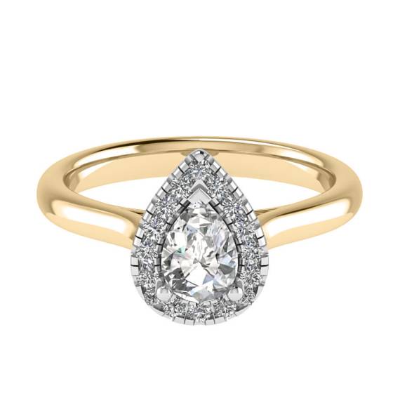 0.77ct VVS2/F Pear Diamond Halo Engagement Ring