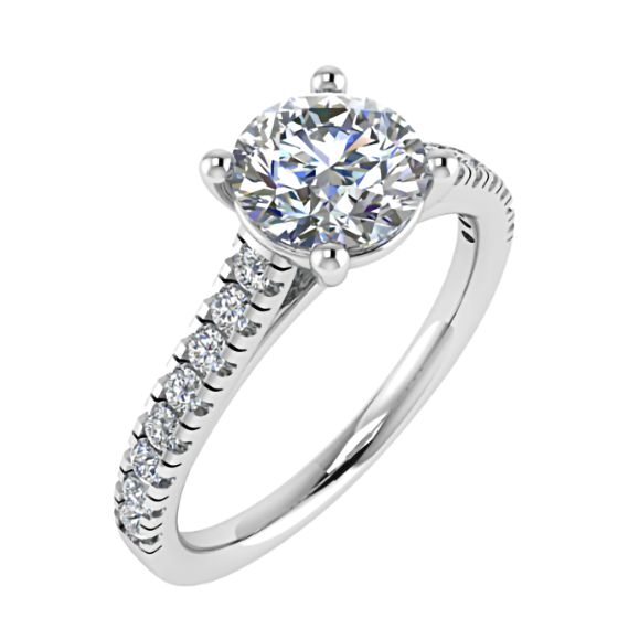 1.30ct I1/F Round Diamond Shoulder Set Engagement Ring