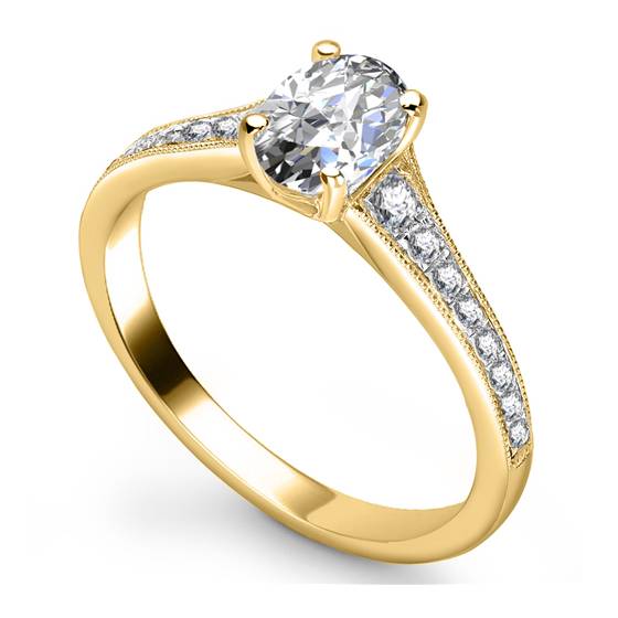 1.00ct SI2/H Oval Diamond Shoulder Set Ring