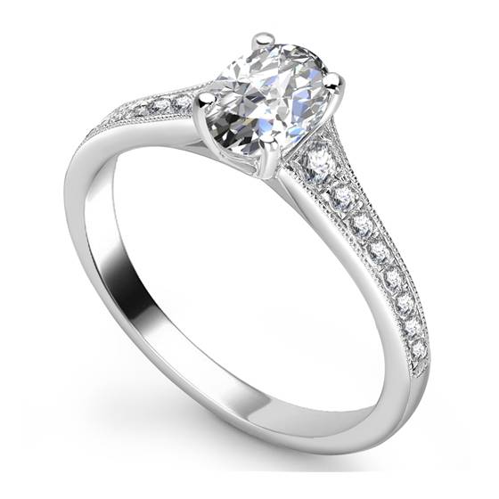 1.30ct SI2/G Oval Diamond Shoulder Set Ring