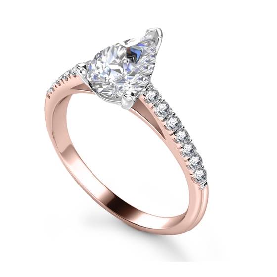 1.20ct SI1/D Pear Diamond Shoulder Set Ring