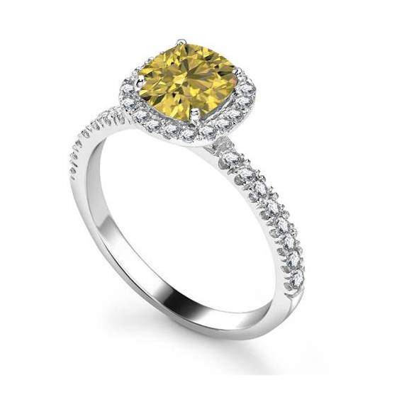 1.10ct SI1/FIY Single Halo Cushion Diamond Ring