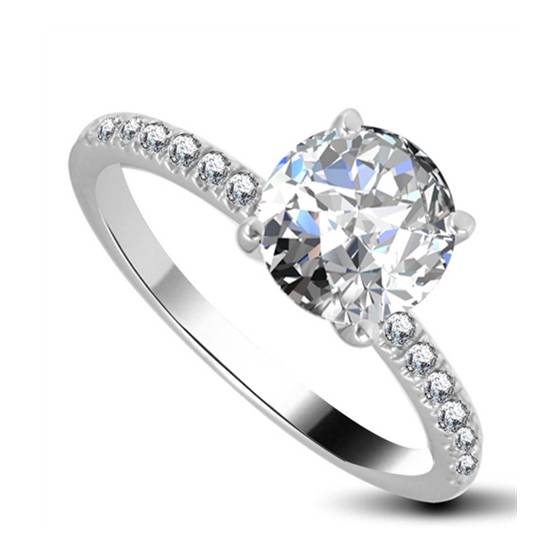 1.10ct SI2/G Round Diamond Shoulder Set Ring