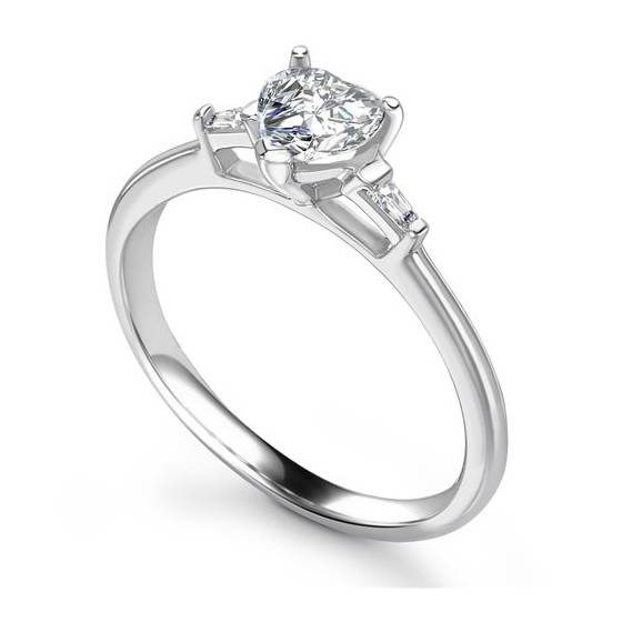 1.00ct VS1/F Modern Heart and Tapered Baguette Diamond Trilogy Ring