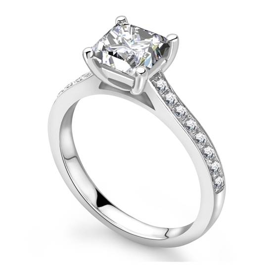 1.15ct SI2/F Princess Shoulder Set Engagement Ring