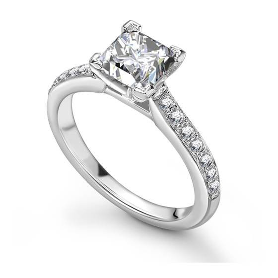 0.91ct VVS2/F Princess Lab Grown Diamond Shoulder Set Ring