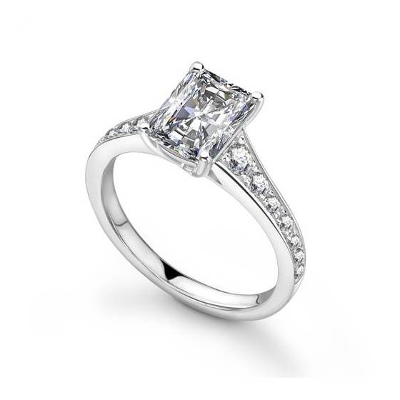 1.40ct VS2/F Radiant Diamond Shoulder Set Ring