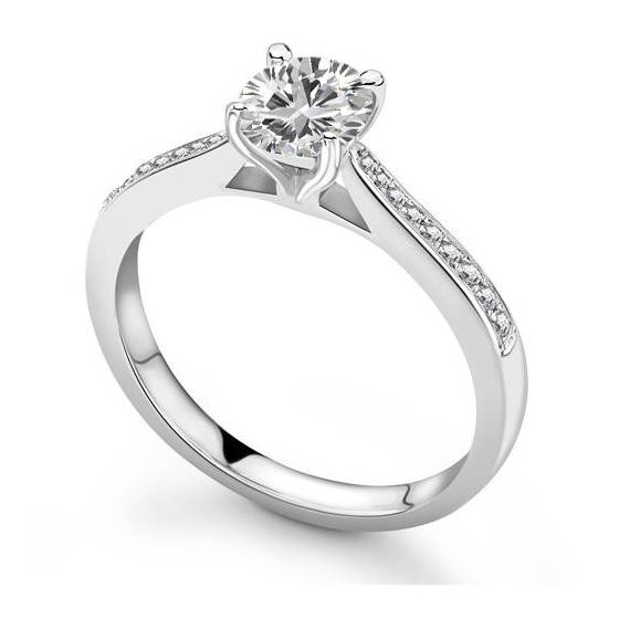 1.45ct SI2/F Round Diamond Shoulder Set Ring