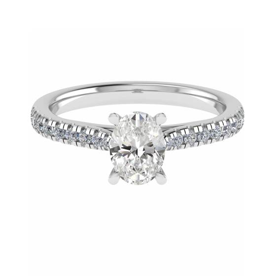 0.75ct VS2/H Oval Diamond Shoulder Set Ring