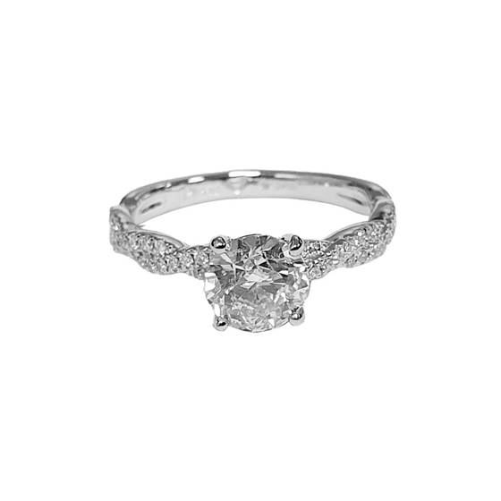 1.00ct SI2/F Round Diamond Shoulder Set Engagement Ring