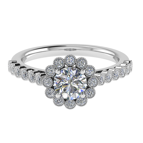 1.30ct SI1/F Round Halo Ring