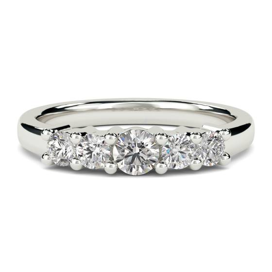 0.65ct VS/F-G 5 Stone Round Diamond Half Eternity Ring