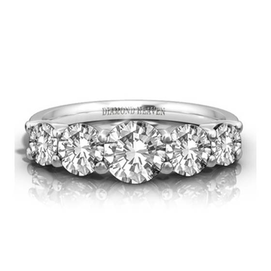 1.00ct SI1/G 5 Stone Round Lab Grown Diamond Half Eternity Ring