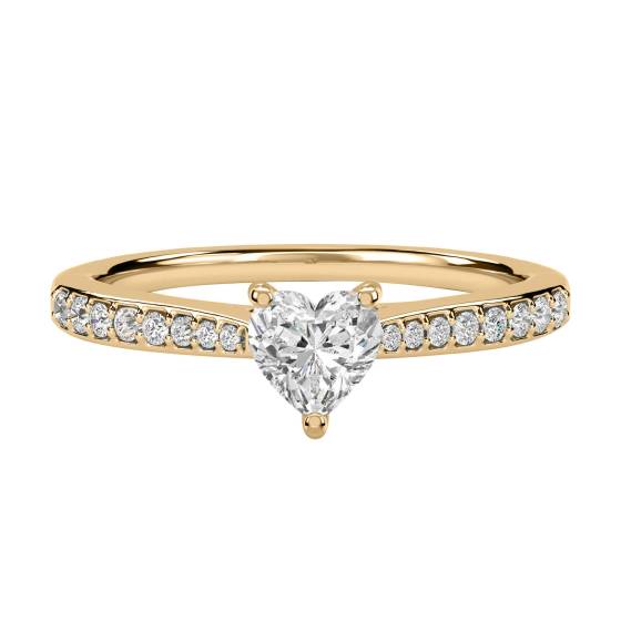 0.70ct SI1/F Heart Diamond Shoulder Set Engagement Ring