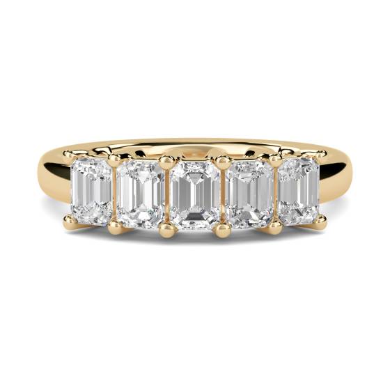 0.50ct VS/E-F 5 Stone Emerald Diamond Half Eternity Ring