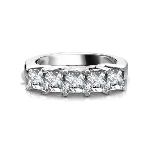 1.50ct VS2/G 5 Stone Princess Diamond Half Eternity Ring