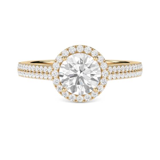 0.65ct SI2/G Round Diamond Single Halo Shoulder Set Ring