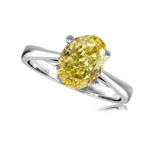 0.50ct VVS2/FY Oval Yellow Diamond Solitaire Ring