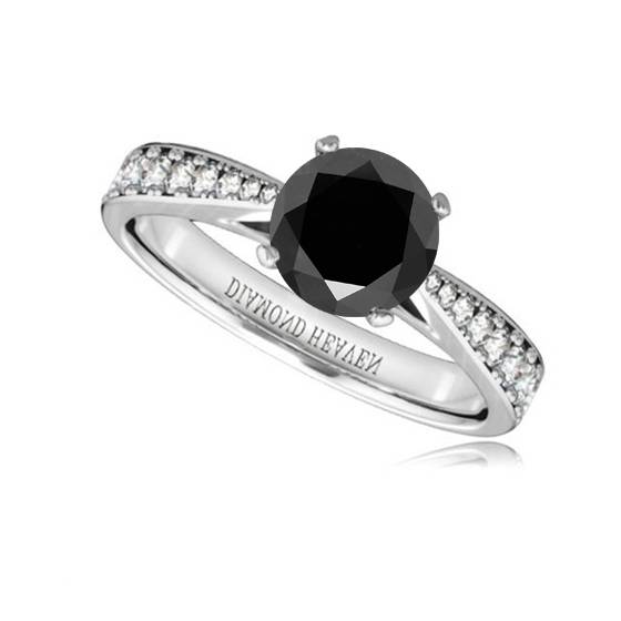 0.50ct VS/E-F Black Diamond Shoulder Set Engagement Ring