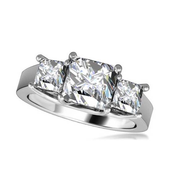 0.50ct SI2/G Classic Princess Diamond Trilogy Ring