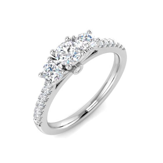 0.63ct VS/E-F Round cut Diamonds Trilogy Shoulder Set Ring