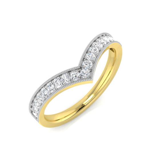 0.26ct VS/E-F Round cut Diamonds Milgrain Edged Grain Set Wishbone Ring
