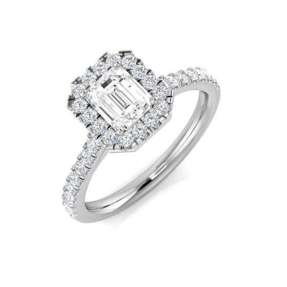 0.52ct VS/E-F Round cut Halo Shoulder Set Ring