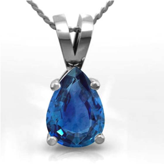 0.80ct Classic Pear Blue Sapphire Solitaire Pendant