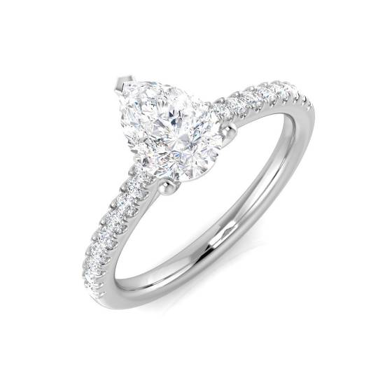 1.19ct SI/F-G Pear cut Diamonds Shoulder Set Ring