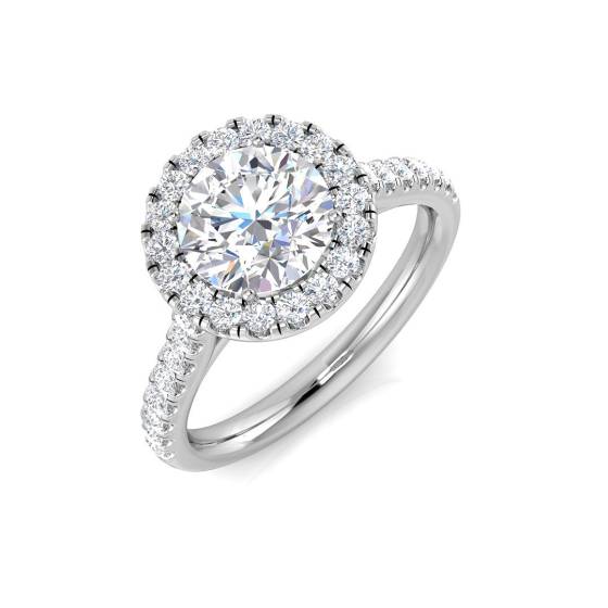 0.67ct VS1/F-G Round cut Diamonds Halo Shoulder Set Ring