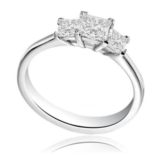 0.65ct I1/G Princess Diamond Trilogy Ring